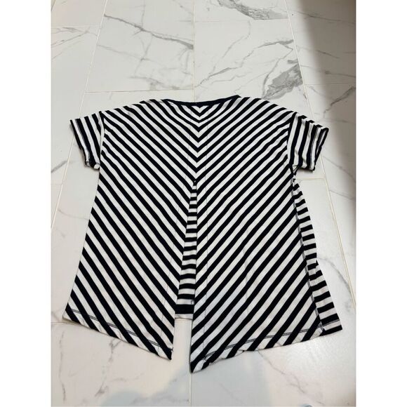Rag & Bone Kat Split Back Tee in Navy and White Stripes Size S soft boxy modal - Picture 5 of 7